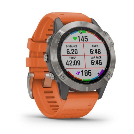 Часы Garmin Fenix 6 Sapphire, титановый/оранжевый фото 1