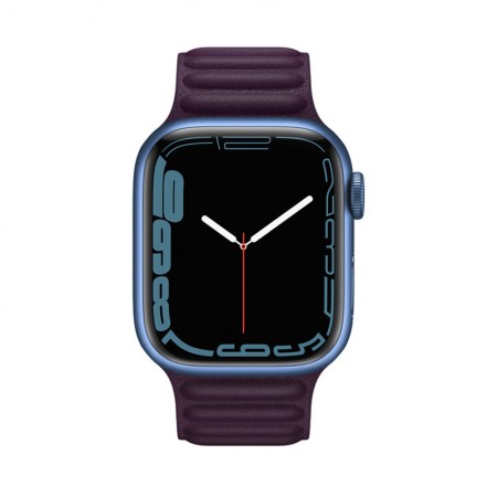 Часы Apple Watch Series 7 GPS 41mm Blue Aluminum Case with Dark Cherry Leather Link S/M (MKNH3LL/A+ML7M3AM/A) фото 1