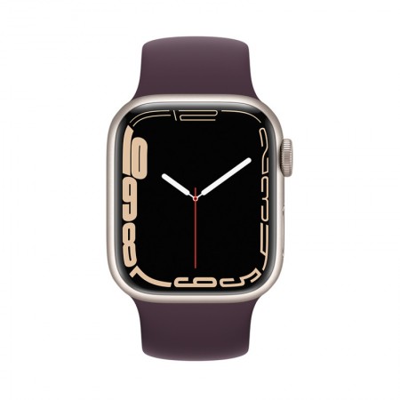 Часы Apple Watch Series 7 GPS 41mm Starlight Aluminum Case with Dark Cherry Solo Loop Size 7 (MKNE3LL/A+MKXD3AM/A) фото 1