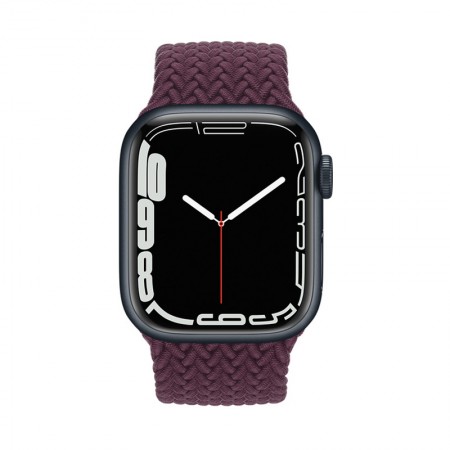 Часы Apple Watch Series 7 GPS 41mm Midnight Aluminum Case with Dark Cherry Braided Solo Loop Size 5 (MKND3LL/A+ML3X3AM/A) фото 1