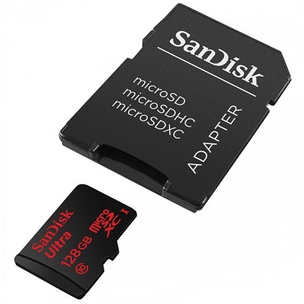 Карта памяти  SanDisk Ultra microSDXC UHS-I 30 Мб/с 128 Гб + SD адаптер  фото
